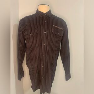 Harley-Davidson Striped Button Down Long Sleeve Shirt Embroidered Large